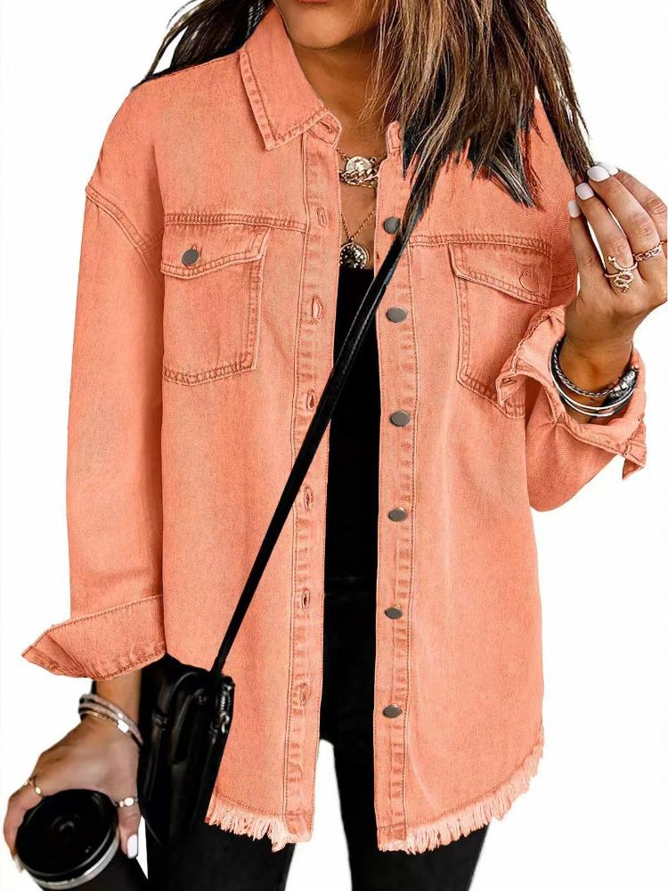 Damen Jeansjacke, Slim Fit Stretch Baumwolle Freizeit Oberbekleidung mit mehreren Taschen XL von Joom DACH