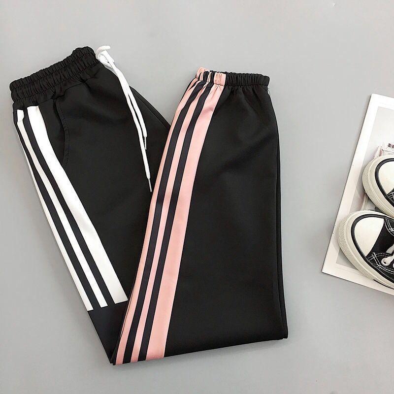 Damen Jogginghose, Casual Loose Fit, Seitlich Gestreifte Lange Hose, Jogginghose, Hose, Fashion Leggings, Sweat Wear, Übergröße M von Joom DACH