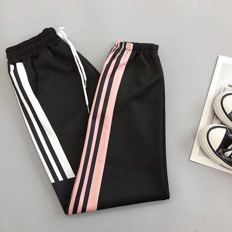 Damen Jogginghose, Casual Loose Fit, Seitlich Gestreifte Lange Hose, Jogginghose, Hose, Fashion Leggings, Sweat Wear, Übergröße M von Joom DACH