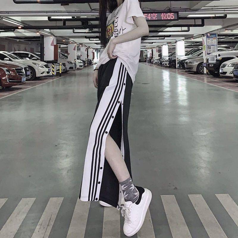 Damen-Jogginghose, Jogginghose, weites Bein, lockere Streifen, lässige Hose mit hoher Taille, Streetwear-Hose XL schwarz von Joom DACH