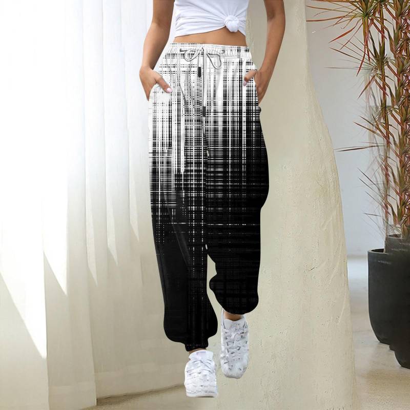Damen Jogginghose Baggy High Waist Jogginghose Übergröße mit Taschen Bedruckte Hose Hose für Damen L von Joom DACH
