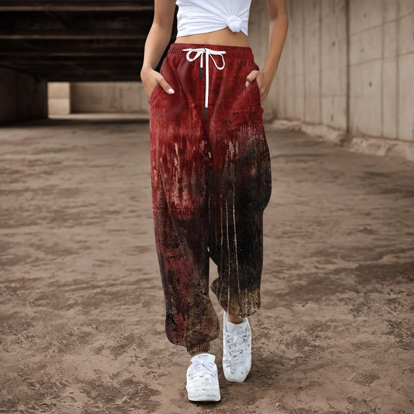 Damen Jogginghose Baggy High Waist Jogginghose Übergröße mit Taschen Bedruckte Hose Hose für Damen XL von Joom DACH