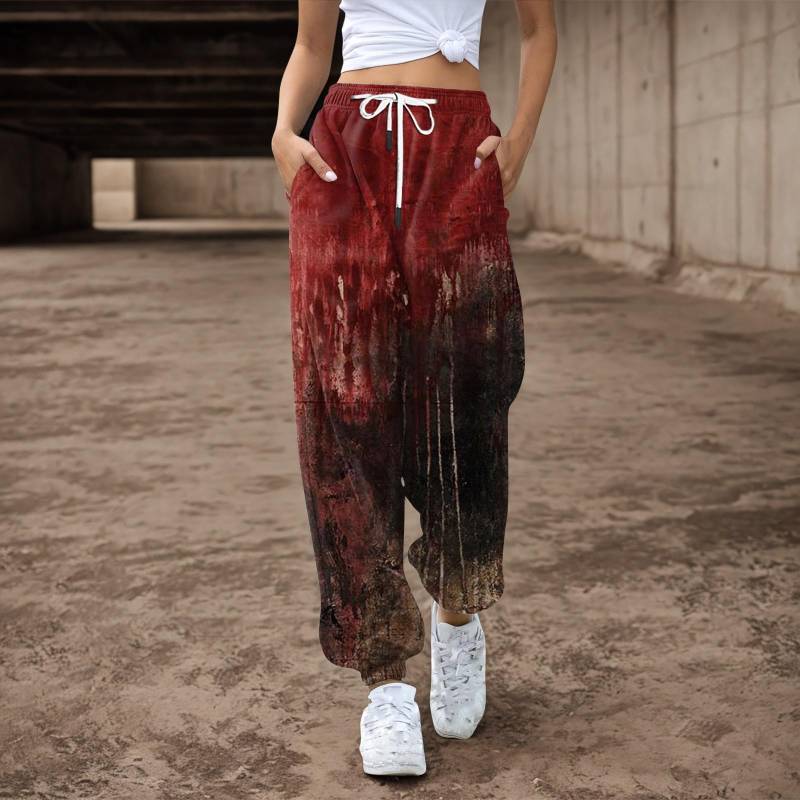 Damen Jogginghose Baggy High Waist Jogginghose Übergröße mit Taschen Bedruckte Hose Hose für Damen XL von Joom DACH