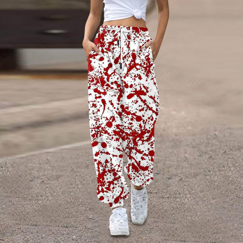 Damen Jogginghose Baggy High Waist Jogginghose Übergröße mit Taschen Bedruckte Hose Hose für Damen XXXL von Joom DACH