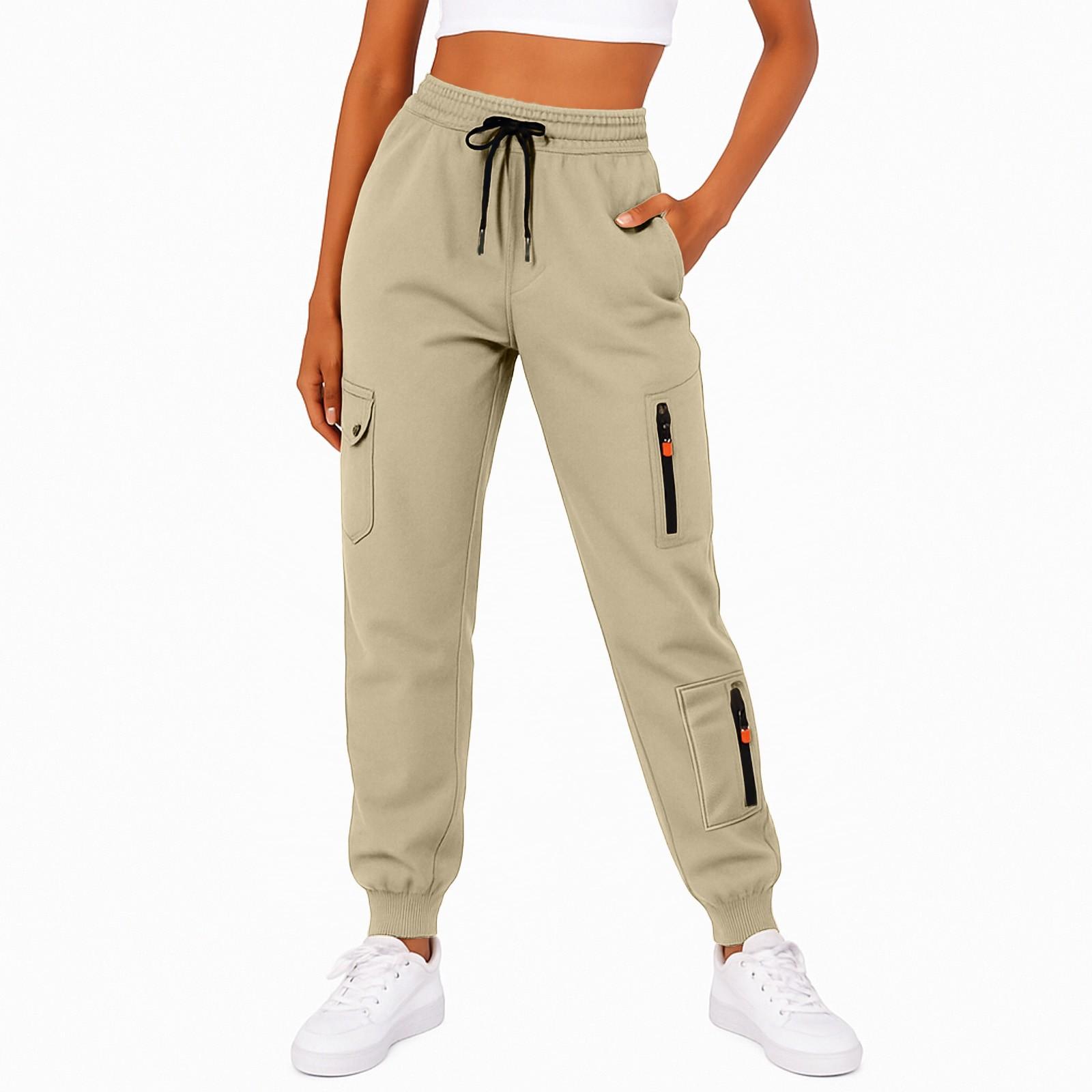 Damen Jogginghose Herbst High Waist Hose Kordelzug Workout Jogger mit Taschen XL von Joom DACH