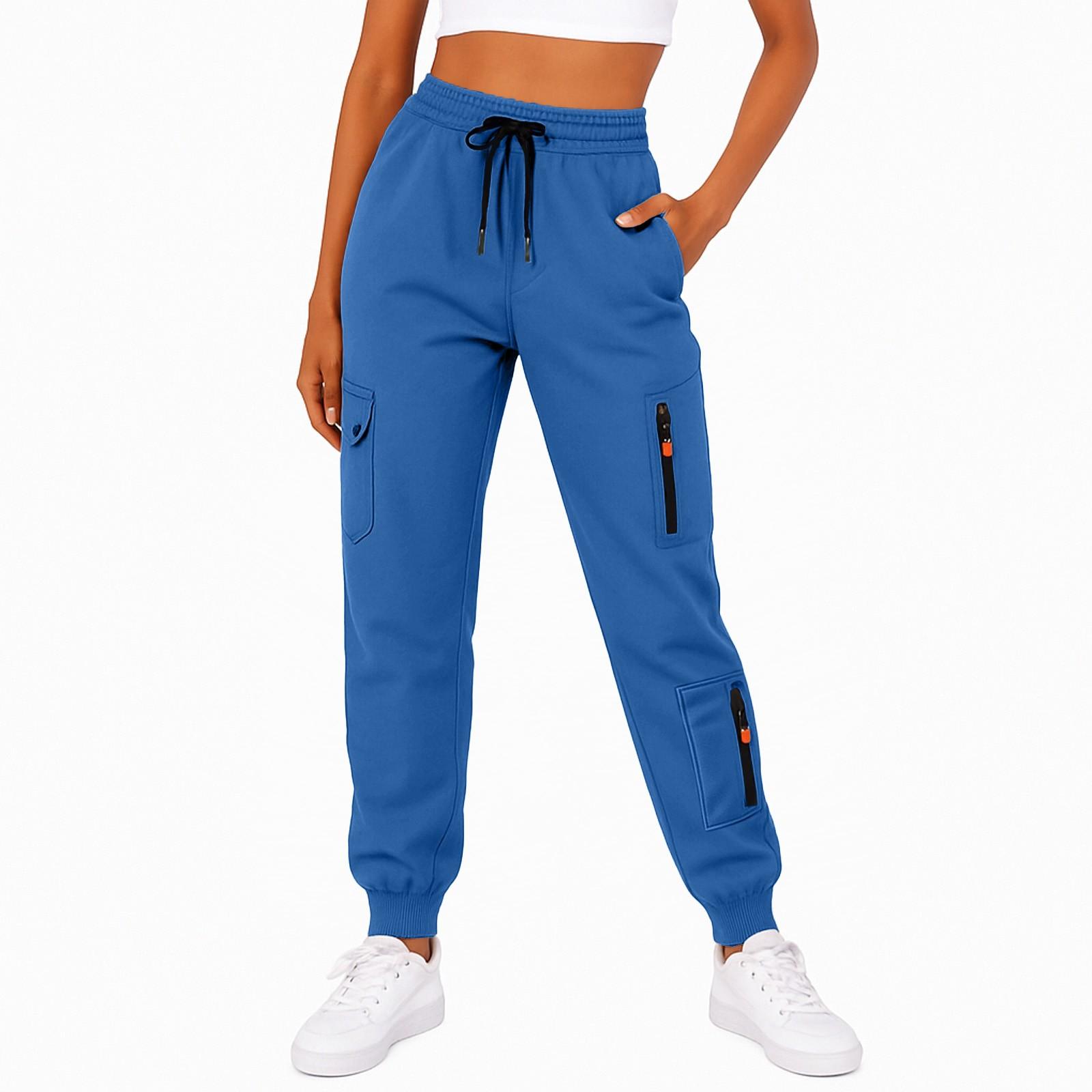 Damen Jogginghose Herbst High Waist Hose Kordelzug Workout Jogger mit Taschen XXL von Joom DACH