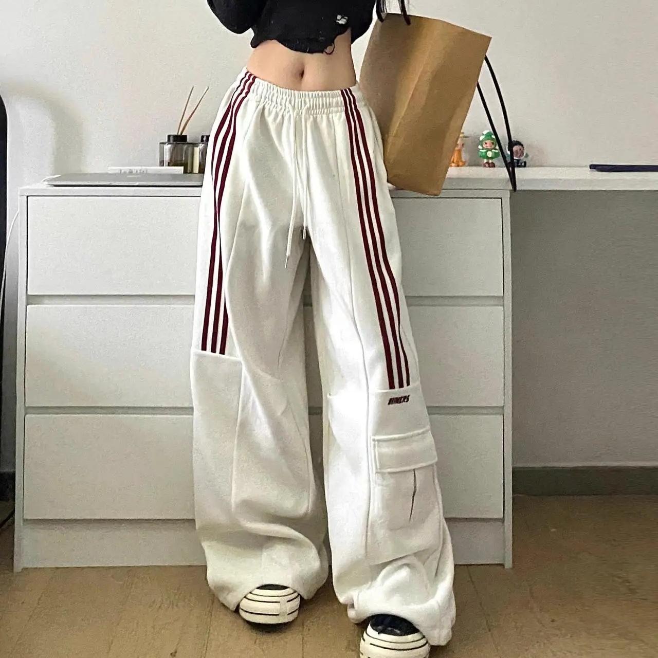 Damen Jogginghose Lässig Passend Weitbein Hose Schicke Sportbekleidung Locker Cargohose Kordelzug Jogger Baggy Streetwear S von Joom DACH