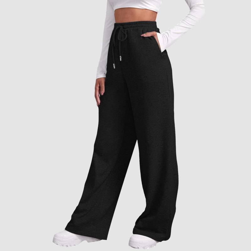 Damen-Jogginghose mit hoher Taille und weitem Bein, lässige Yoga-Jogginghose M schwarz von Joom DACH