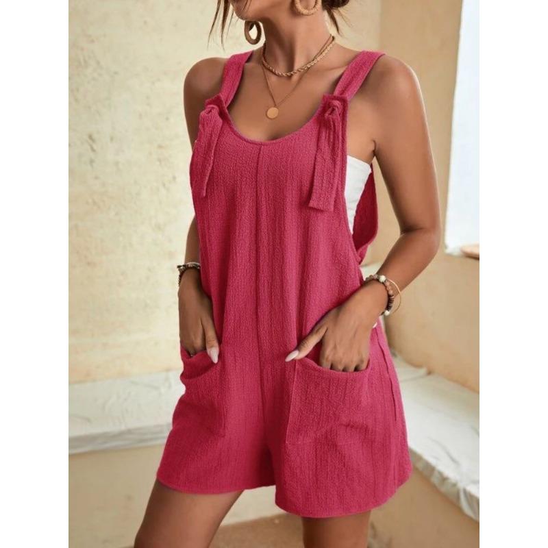 Damen Jumpsuit Sommer Casual Fashion Strapsshorts Jumpsuit Rückenfreie Hose 3XL rose rot von Joom DACH