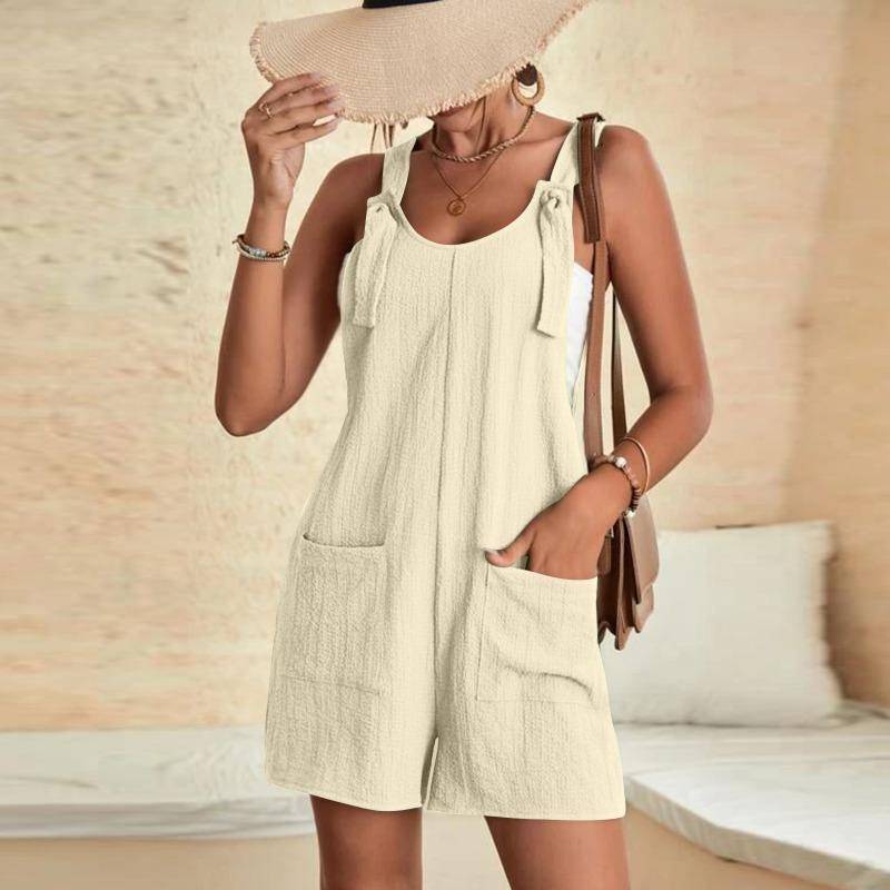 Damen Jumpsuit Sommer Casual Fashion Strapsshorts Jumpsuit Rückenfreie Hose XL apricot von Joom DACH