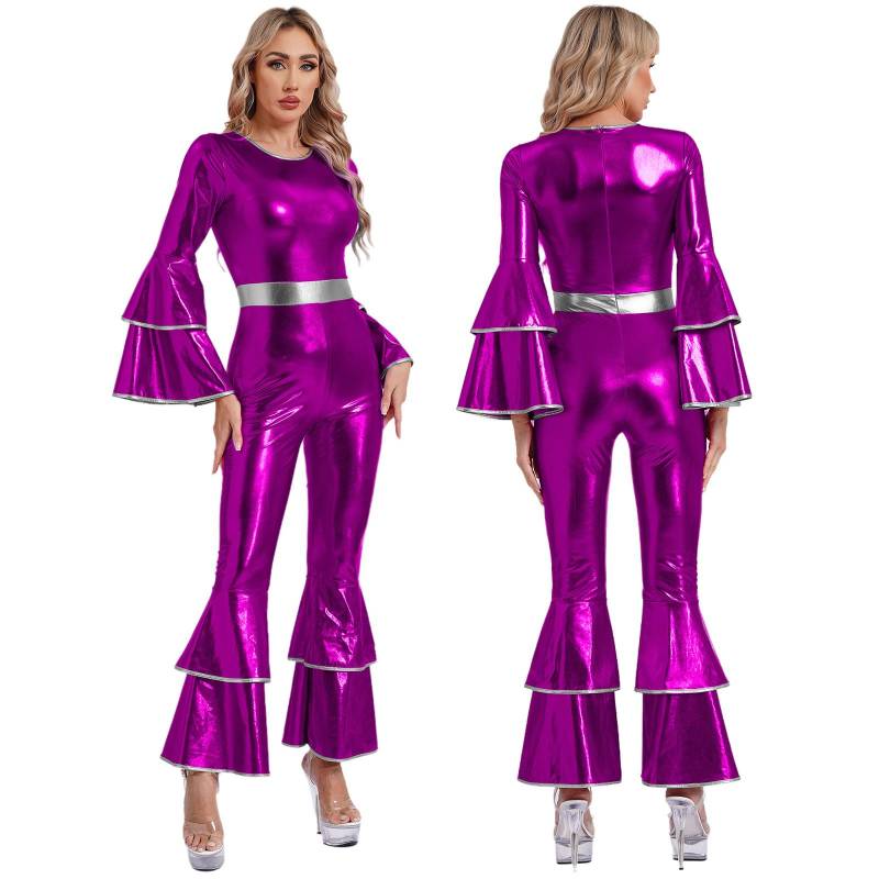Damen Jumpsuit mit glitzernden Pailletten, langärmelig, Party-/Hippie-Bodysuit, Jumpsuits, Clubwear XL violett Damen Jumpsuit mit glitzernden Pailletten, langärmelig, Party-/Hippie-Bodysuit, Jumpsuits, Clubwear XL violett von Joom DACH