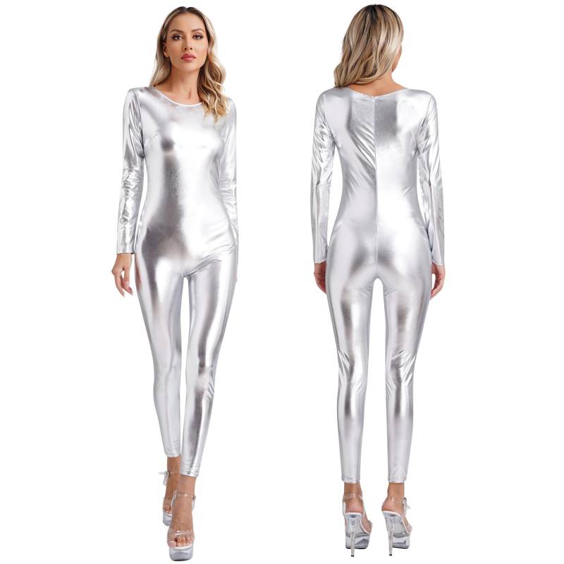 Damen Jumpsuit mit weitem Bein, Jumpsuit mit weitem Bein, Jumpsuit mit weitem Bein, Jumpsuit mit weitem Bein, Jumpsuit mit weitem Bein, Jumpsuit mit weitem Bein, Jumpsuit mit weitem Bein, Jumpsuit mit weitem Bein M silber von Joom DACH