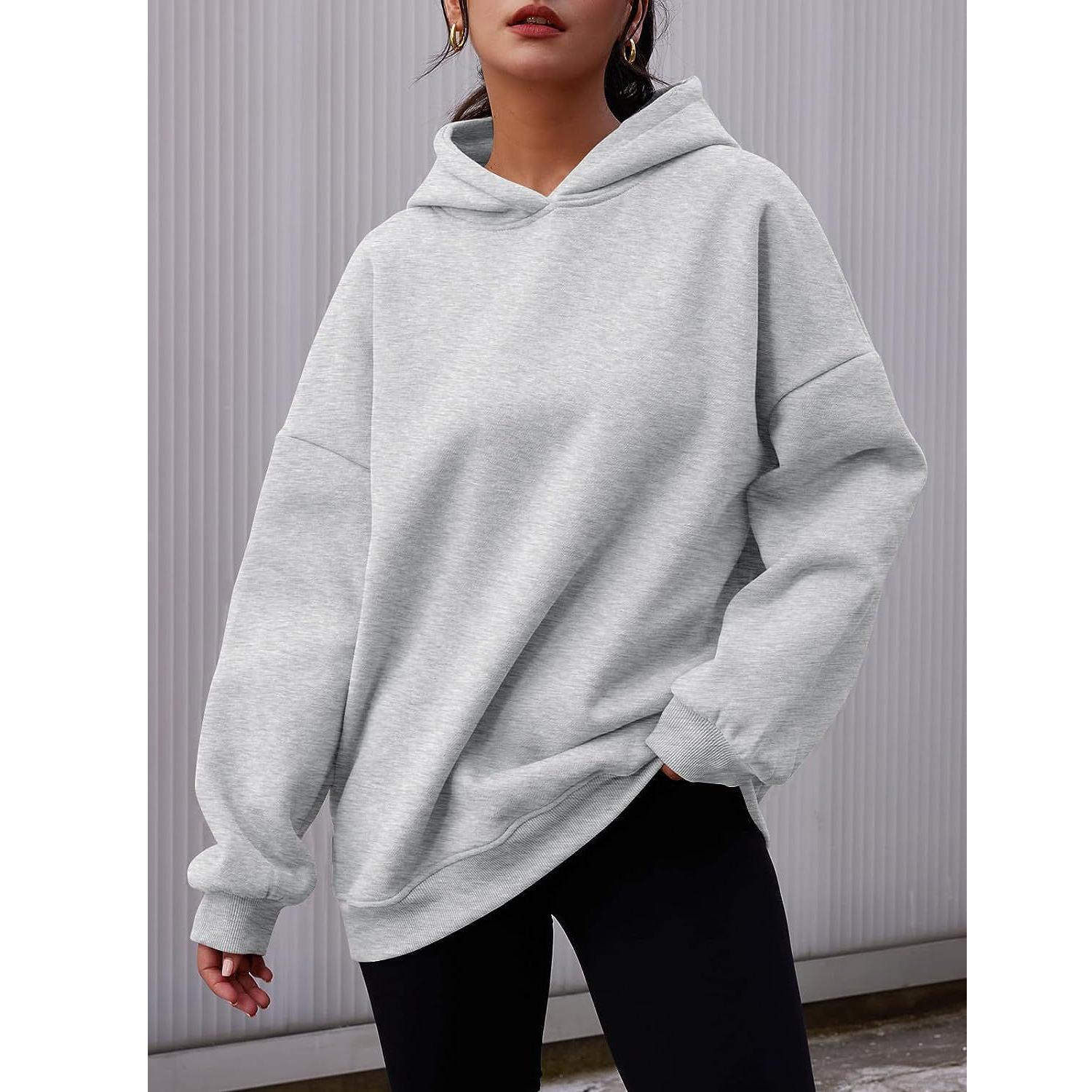 Damen-Kapuzenpullover, einfarbig, übergroß, locker, lässig, Fleece-Sweatshirt M von Joom DACH