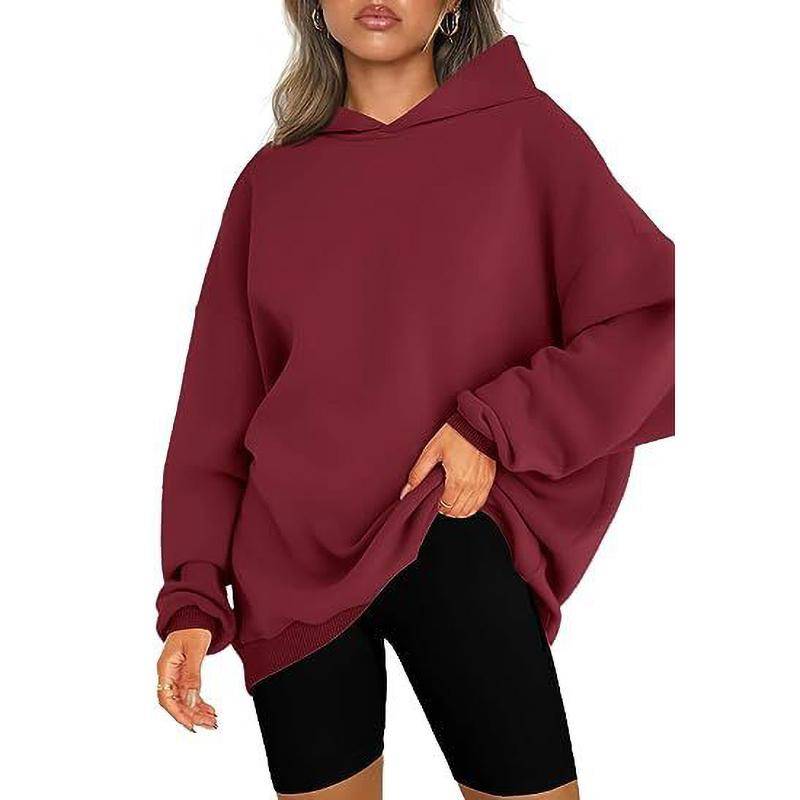 Damen-Kapuzenpullover, einfarbig, übergroß, locker, lässig, Fleece-Sweatshirt XL claret von Joom DACH