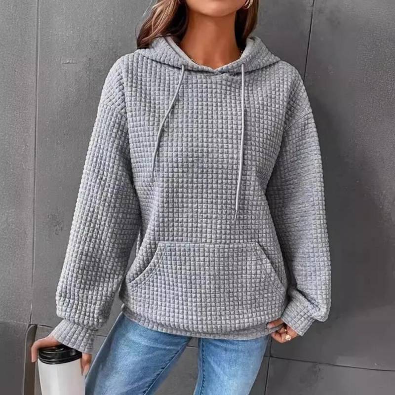 Damen Kapuzenpullover Frühlings- und Herbststil Waffelmode Schönes einfarbiges Kapuzenpullover mit Kordelzug und lockerem Sweatshirt M von Joom DACH