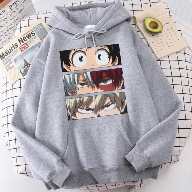 Damen-Kapuzenpullover mit langen Ärmeln, My Hero Academia, Damen, lässig, übergroß, Sweatshirts, japanischer Cartoon, lockerer Kapuzenpullover 2XL von Joom DACH