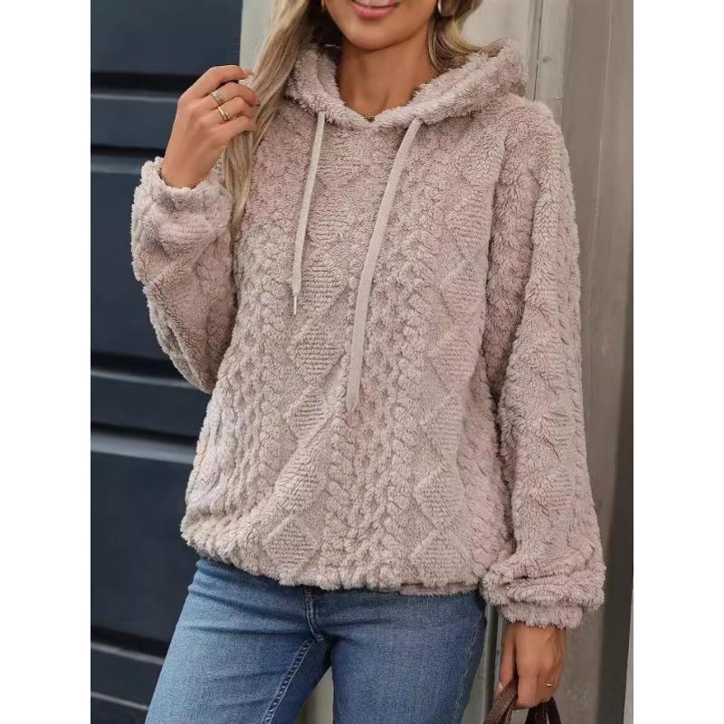 Damen-Kapuzenpullover und Sweatshirts mit modischem, lässigem, einfarbigem Druck und langen Ärmeln M apricot von Joom DACH