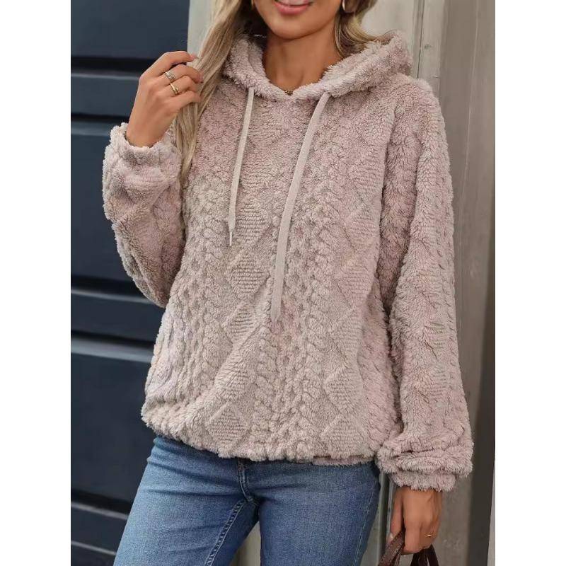 Damen-Kapuzenpullover und Sweatshirts mit modischem, lässigem, einfarbigem Druck und langen Ärmeln M apricot von Joom DACH