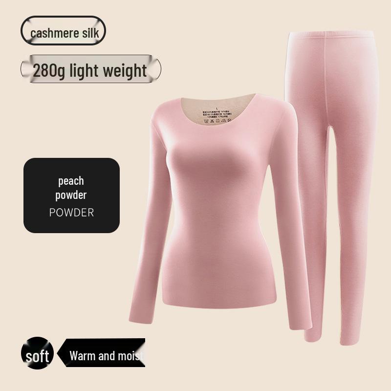Damen Kaschmir Seide Thermo Unterwäsche Set - Nahtlos, Slim Fit, Rundhalsausschnitt für Herbst/Winter. XL 120-140 jin von Joom DACH