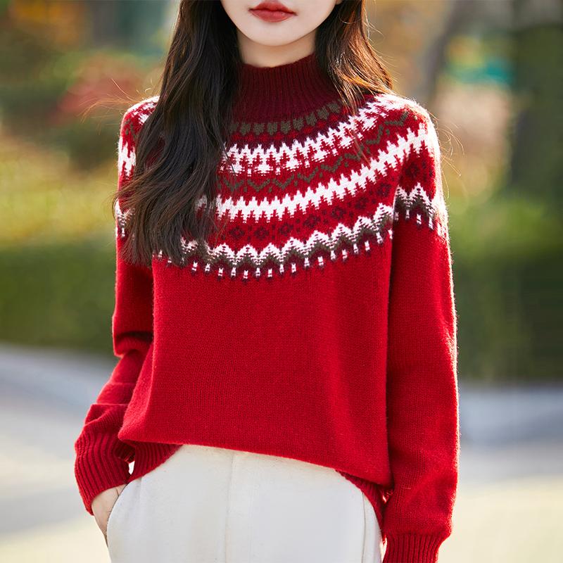 Damen Kaschmirpullover Qinghe Kaschmir 30% Kaschmir 70% Wolle Herbst und Winter Kaschmirpullover weich und warm XL rot von Joom DACH