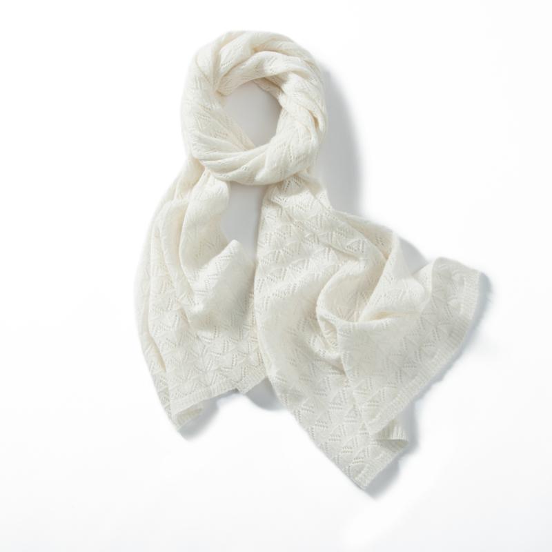 Damen Kaschmirschal, Qinghe Cashmere, 100% Kaschmir, Herbst- und Winterschal, warm, modisch, weiß von Joom DACH