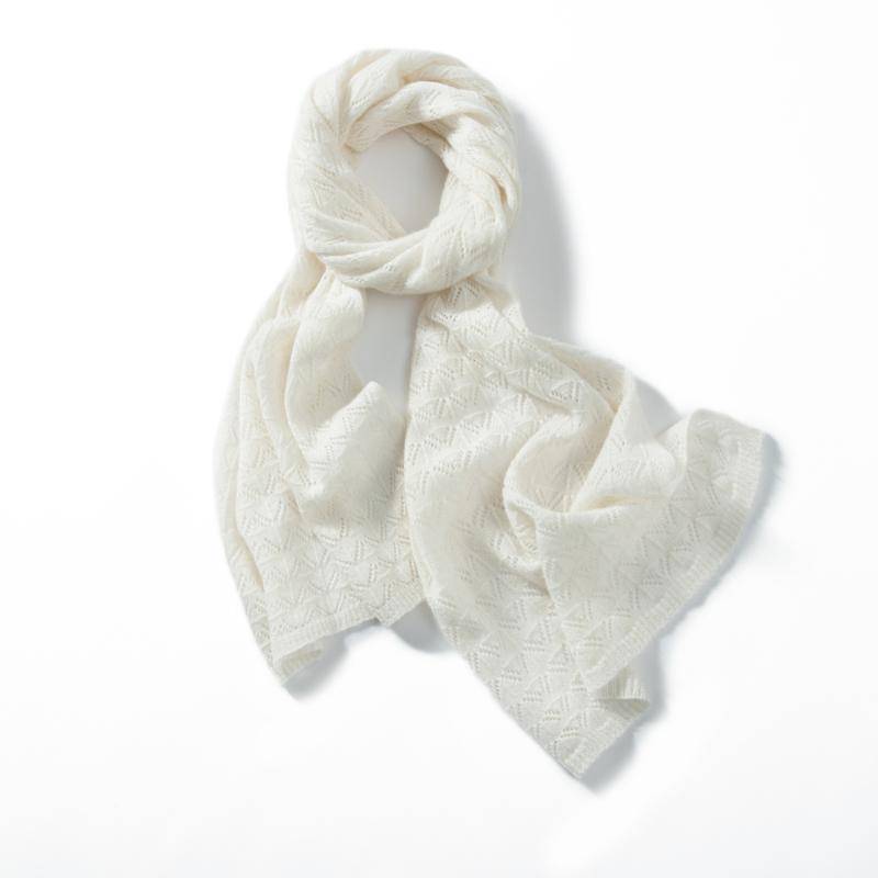 Damen Kaschmirschal, Qinghe Cashmere, 100% Kaschmir, Herbst- und Winterschal, warm, modisch, weiß von Joom DACH