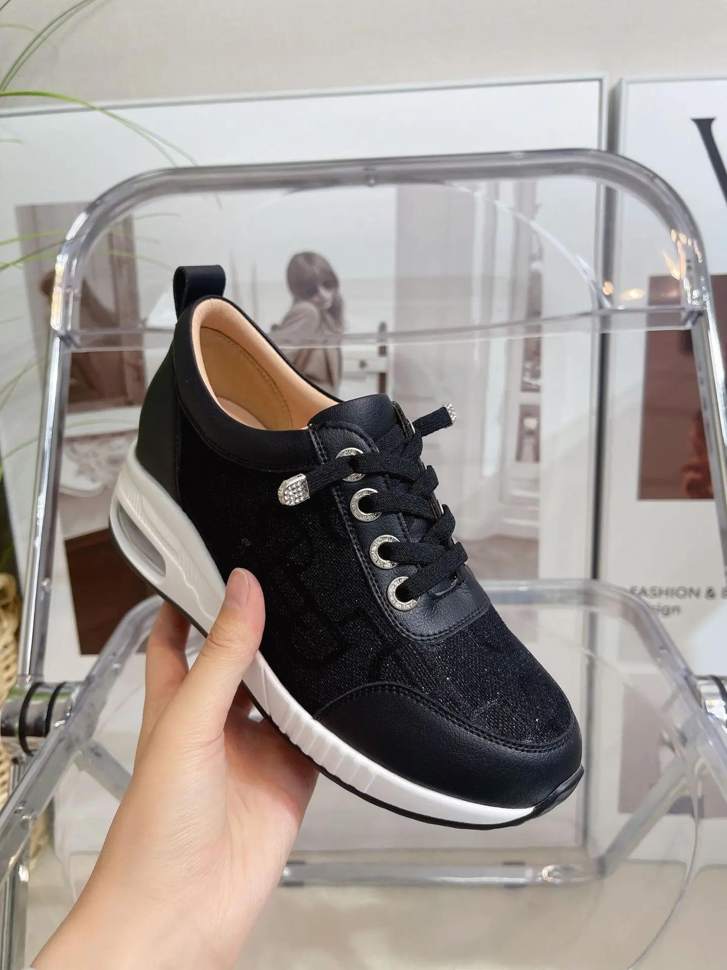 Damen Keilabsatz Blockabsatz Sandalen Mesh-Oberfläche Damenschuhe Atmungsaktive Freizeitschuhe Schnürschuhe Tenis Dicke Sohle Sneaker 6CM Absatz 40 schwarz von Joom DACH