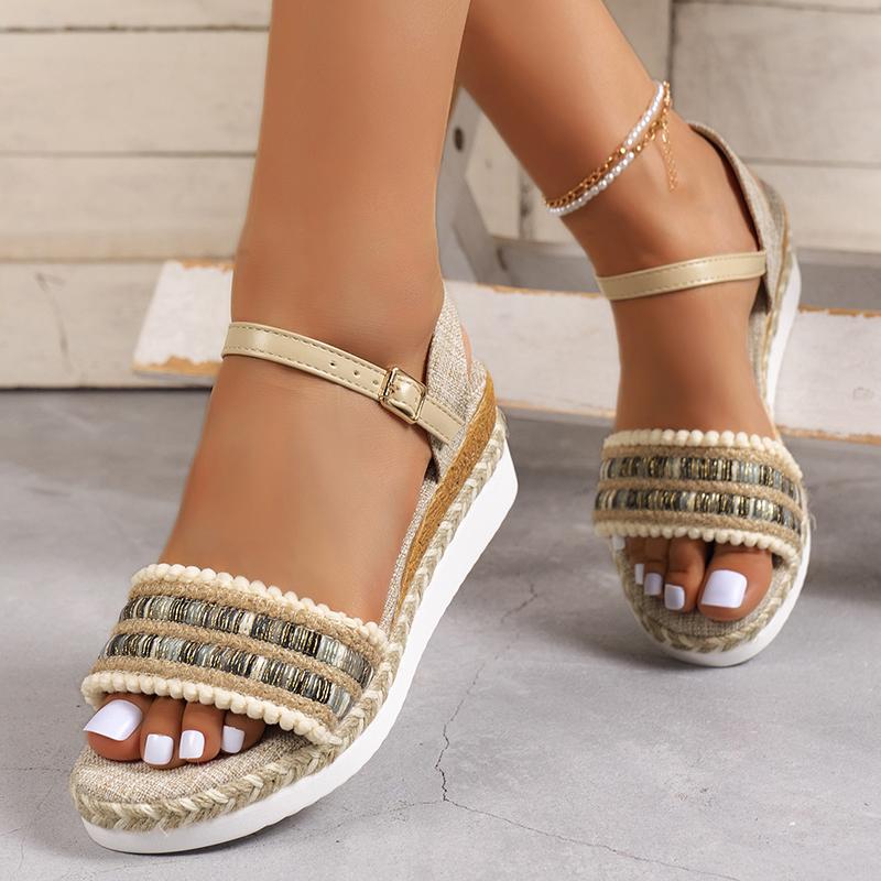 Damen Keilabsatz Espadrilles Sandalen Sommer 2023 Rutschfeste Plateau Römersandalen Frau Leicht Lässig Walking Sandalen 36 von Joom DACH