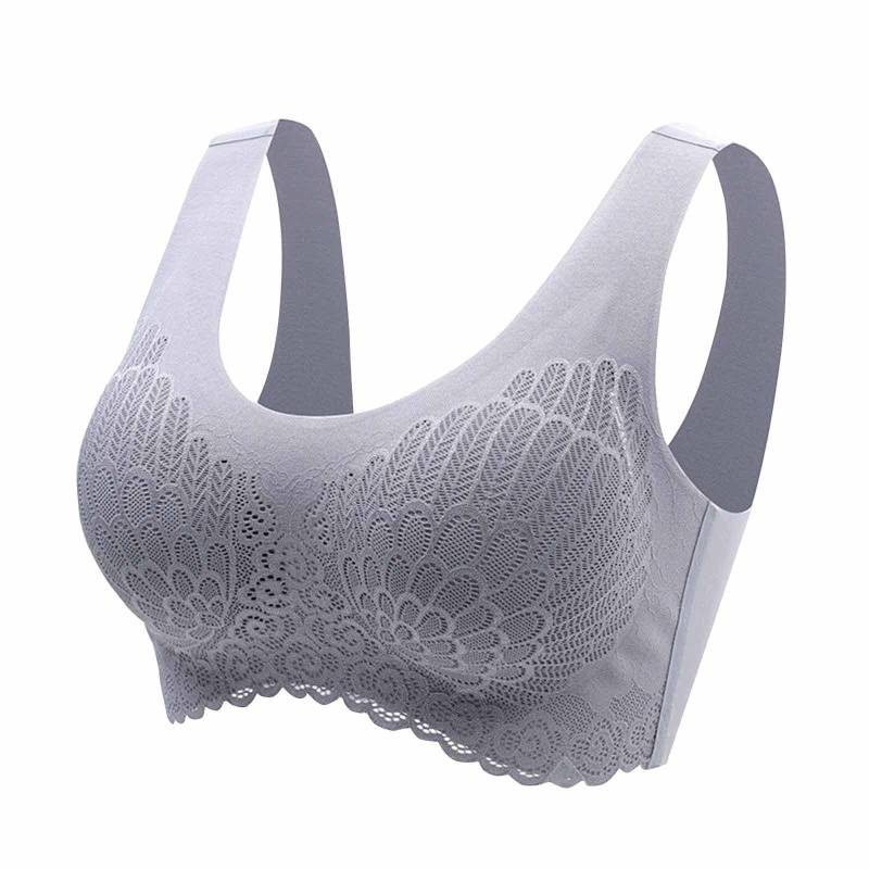 Damen Komfort BH Ohne Bügel Sport BH Gepolsterter Spitzen BH Weich Nahtlos Stretch Bustier Klassisches Top L grau Damen Komfort BH Ohne Bügel Sport BH Gepolsterter Spitzen BH Weich Nahtlos Stretch Bustier Klassisches Top L grau von Joom DACH