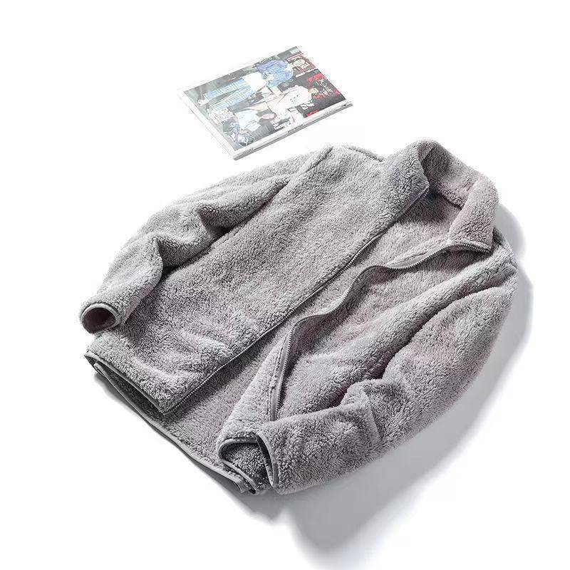 Damen Korallfleece Stehkragen Reißverschlussjacke - Doppelseitig Plüsch, Samt-verstärkt, Verdickte Winter-Oberbekleidung 4XL von Joom DACH