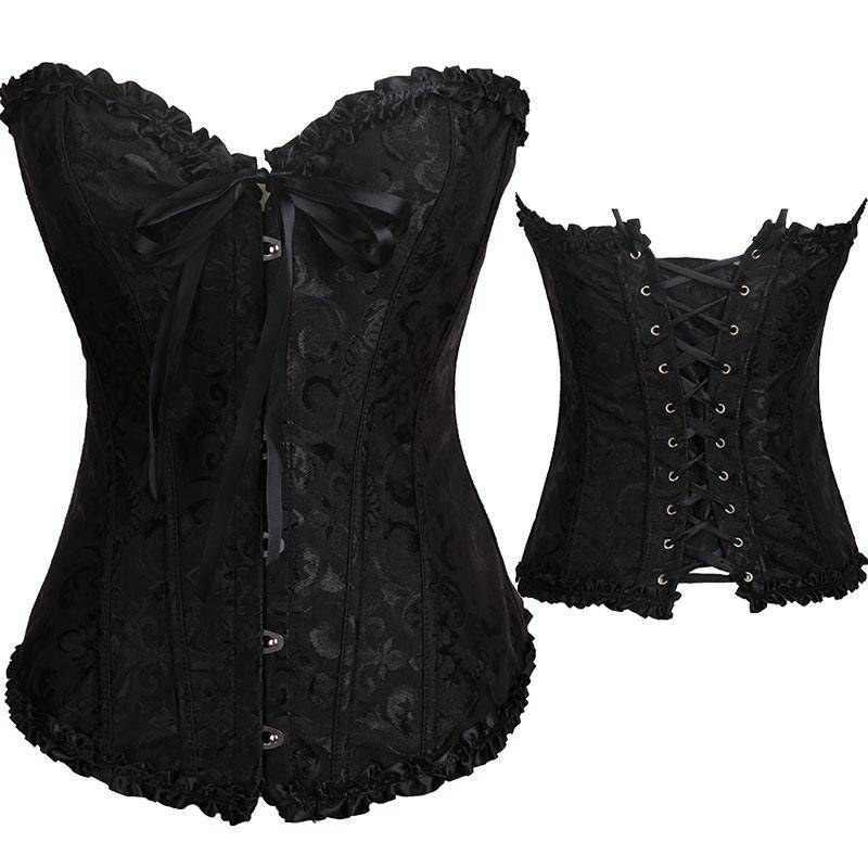 Damen-Korsett mit Schnürung, ohne Knochen, Überbrust-Bustier, Steampunk-Korse, Sanduhr-Bodyshaper-Korselett 2XL schwarz von Joom DACH