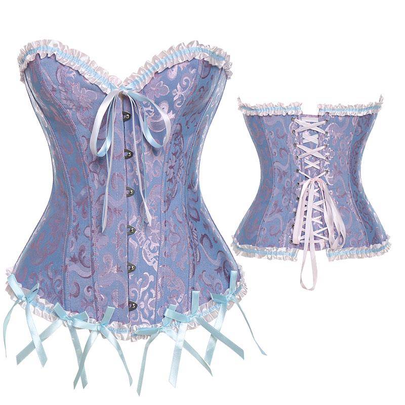 Damen-Korsett mit Schnürung, ohne Knochen, Überbrust-Bustier, Steampunk-Korse, Sanduhr-Bodyshaper-Korselett 6XL blau von Joom DACH