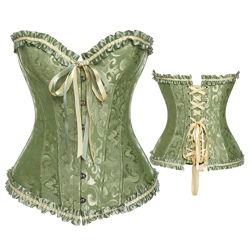 Damen-Korsett mit Schnürung, ohne Knochen, Überbrust-Bustier, Steampunk-Korse, Sanduhr-Bodyshaper-Korselett 6XL grün von Joom DACH