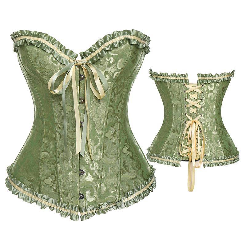 Damen-Korsett mit Schnürung, ohne Knochen, Überbrust-Bustier, Steampunk-Korse, Sanduhr-Bodyshaper-Korselett 6XL grün von Joom DACH