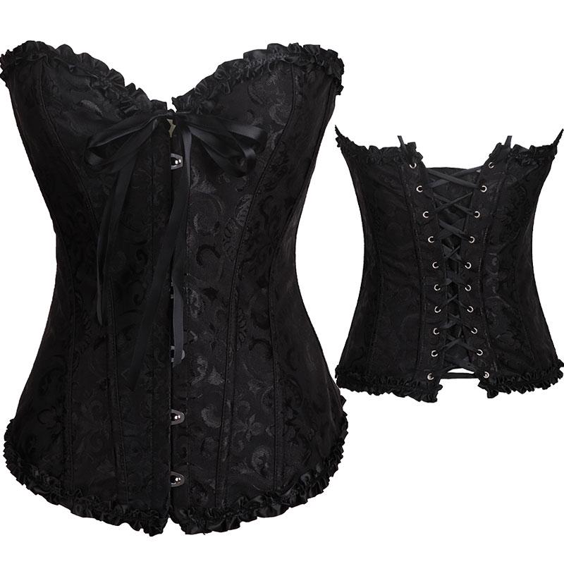 Damen-Korsett mit Schnürung, ohne Knochen, Überbrust-Bustier, Steampunk-Korse, Sanduhr-Bodyshaper-Korselett L schwarz von Joom DACH