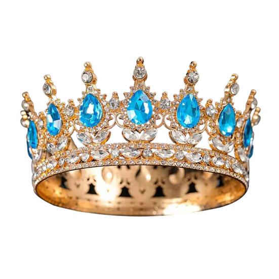 Damen Krone Tiara Glänzende Strasssteine Eingelegt Königin Brautjungfern Krone Accessoire für Hochzeit see-blaue von Joom DACH