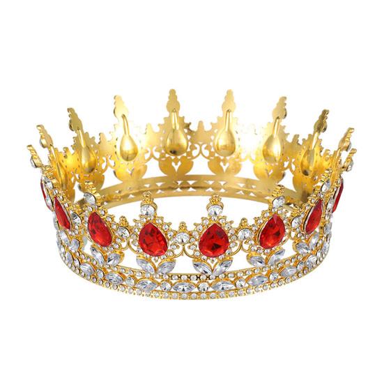 Damen Krone Tiara Glänzende Strasssteine Eingelegt Königin Brautjungfern Krone Accessoire für Hochzeit rot von Joom DACH