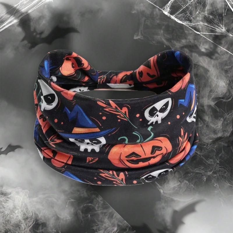 Damen Kürbis, Fledermaus Breite Feiertags-Stirnbänder, Festival-Geschenk Haarschmuck Kürbis Rose Boho Polyester Mode Alle Jahreszeiten Damen Schal Herbst Haarband von Joom DACH