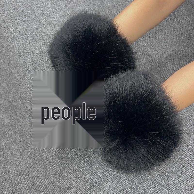 Damen Kunstkaninchen- und Fuchsfell Handgelenkwärmer mit eng anliegenden Bündchen One Size von Joom DACH