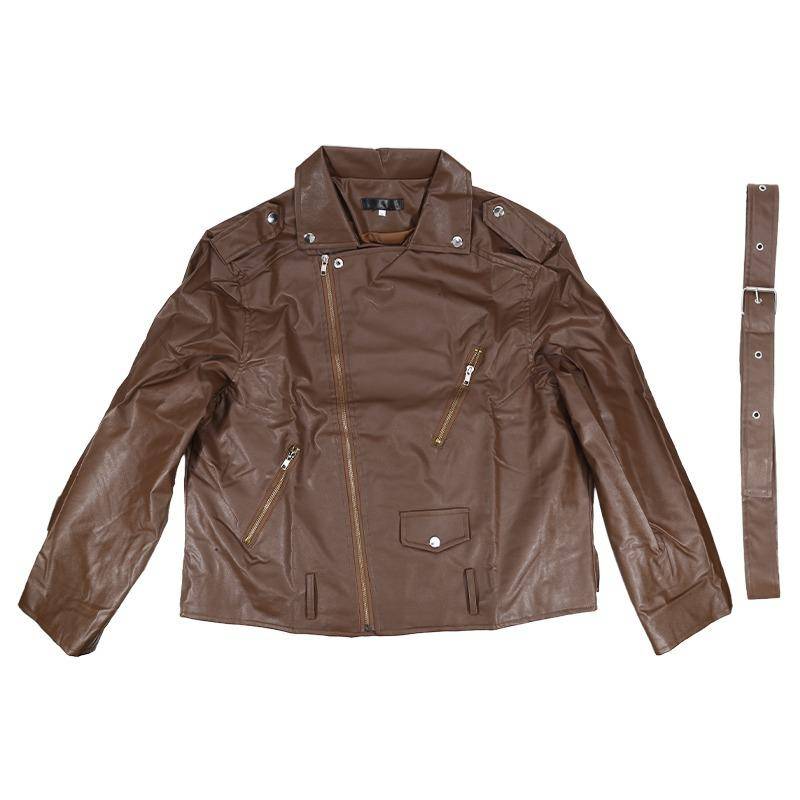 Damen Kurze Lederjacke PU Motorradbekleidung Slim Fit Bikerjacken Edgy Modejacke Lässige Oberbekleidung Einfarbig Coole Mädchen Rockerjacken XL braun von Joom DACH