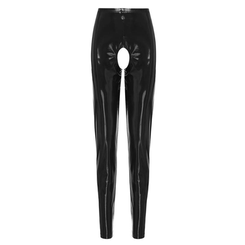 Damen Lacklederhose mit offenem Schritt, hohe Taille, elastische Leggings, glänzend, Clubwear XXL schwarz Damen Lacklederhose mit offenem Schritt, hohe Taille, elastische Leggings, glänzend, Clubwear XXL schwarz von Joom DACH