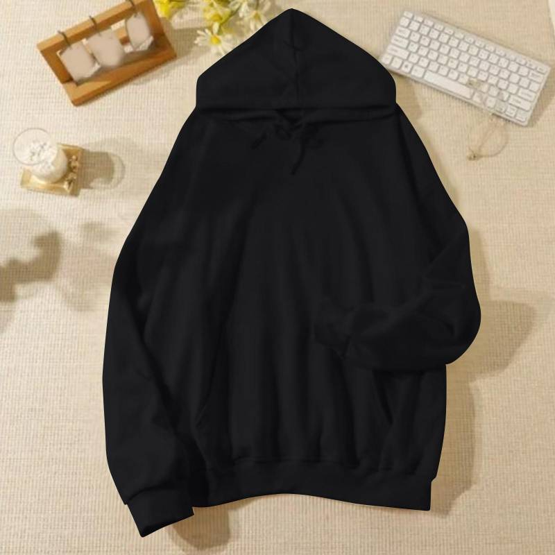 Damen Lässig Und Modisch Einfarbig Langärmlig Kapuzenpullover Warmes Shirt Locker Und Bequemer Hoodie XXL schwarz von Joom DACH