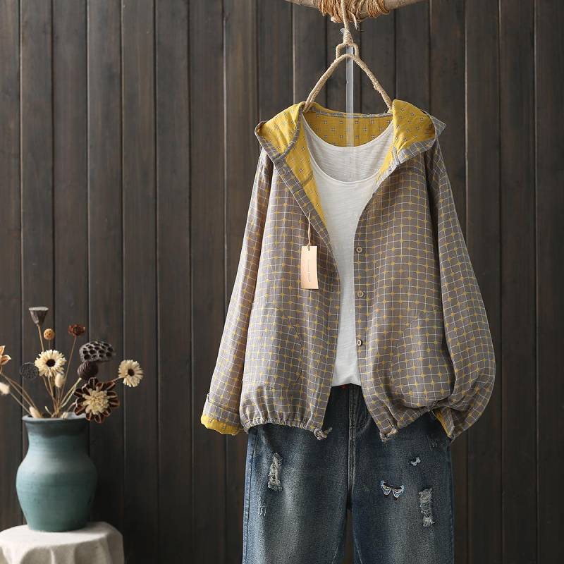 Damen Langarm Blusen für Damen Herbst Frühling Kapuzen Einreihige Hemden Verstellbare Kleidung One Size gelb von Joom DACH