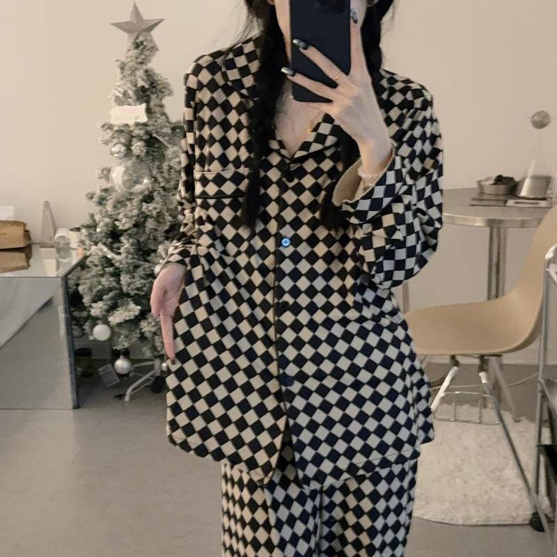 Damen Langarm Hose Weicher Schlafanzug Dormir Lounge Nachtwäsche Einfarbig Weiß Pyjama Mujer Schlafzimmer Hauskleidung Weiblicher Pyjama L von Joom DACH