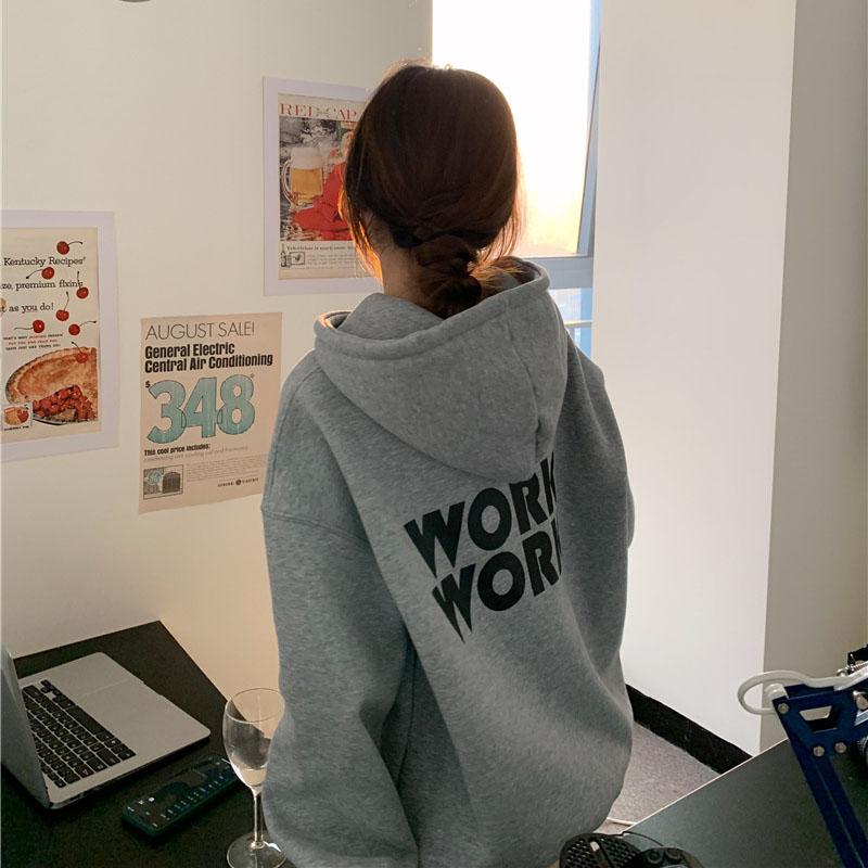 Damen Langarm Kapuzenpullover O Hals Lose Pullover Damen Tops Einfarbig Sweatshirts M hellgrau von Joom DACH