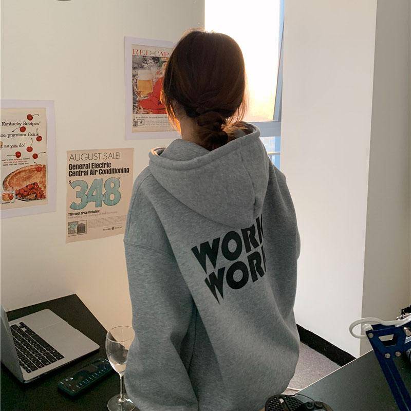 Damen Langarm Kapuzenpullover O Hals Lose Pullover Damen Tops Einfarbig Sweatshirts M hellgrau von Joom DACH