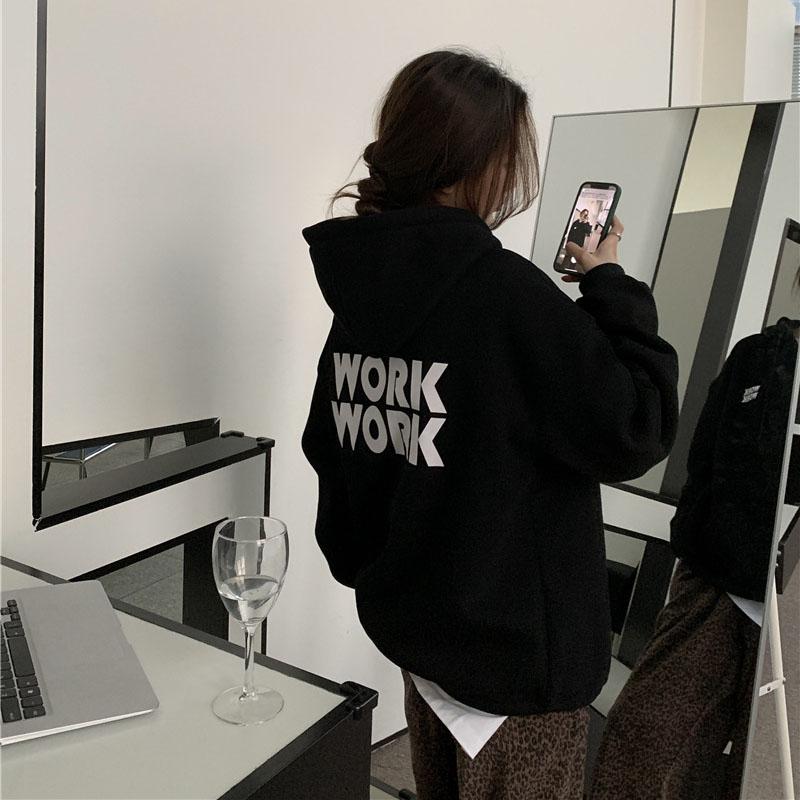 Damen Langarm Kapuzenpullover O Hals Lose Pullover Damen Tops Einfarbig Sweatshirts M schwarz von Joom DACH