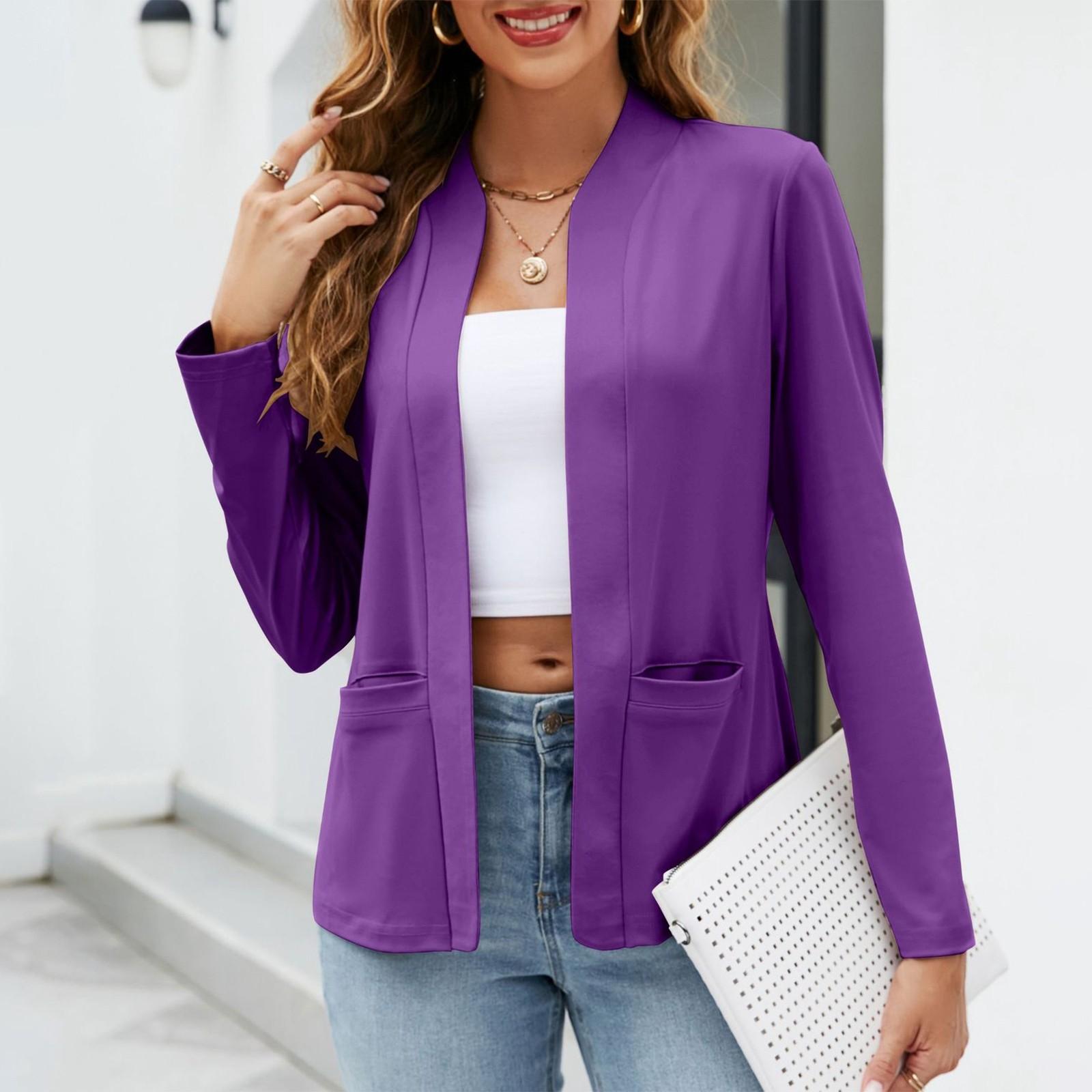 Damen Langarm Mode Damenbekleidung mit Taschen Jacke Anzug Tops XXXXXL violett von Joom DACH