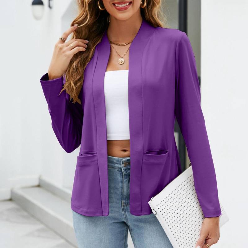 Damen Langarm Mode Damenbekleidung mit Taschen Jacke Anzug Tops XXXXXL violett von Joom DACH