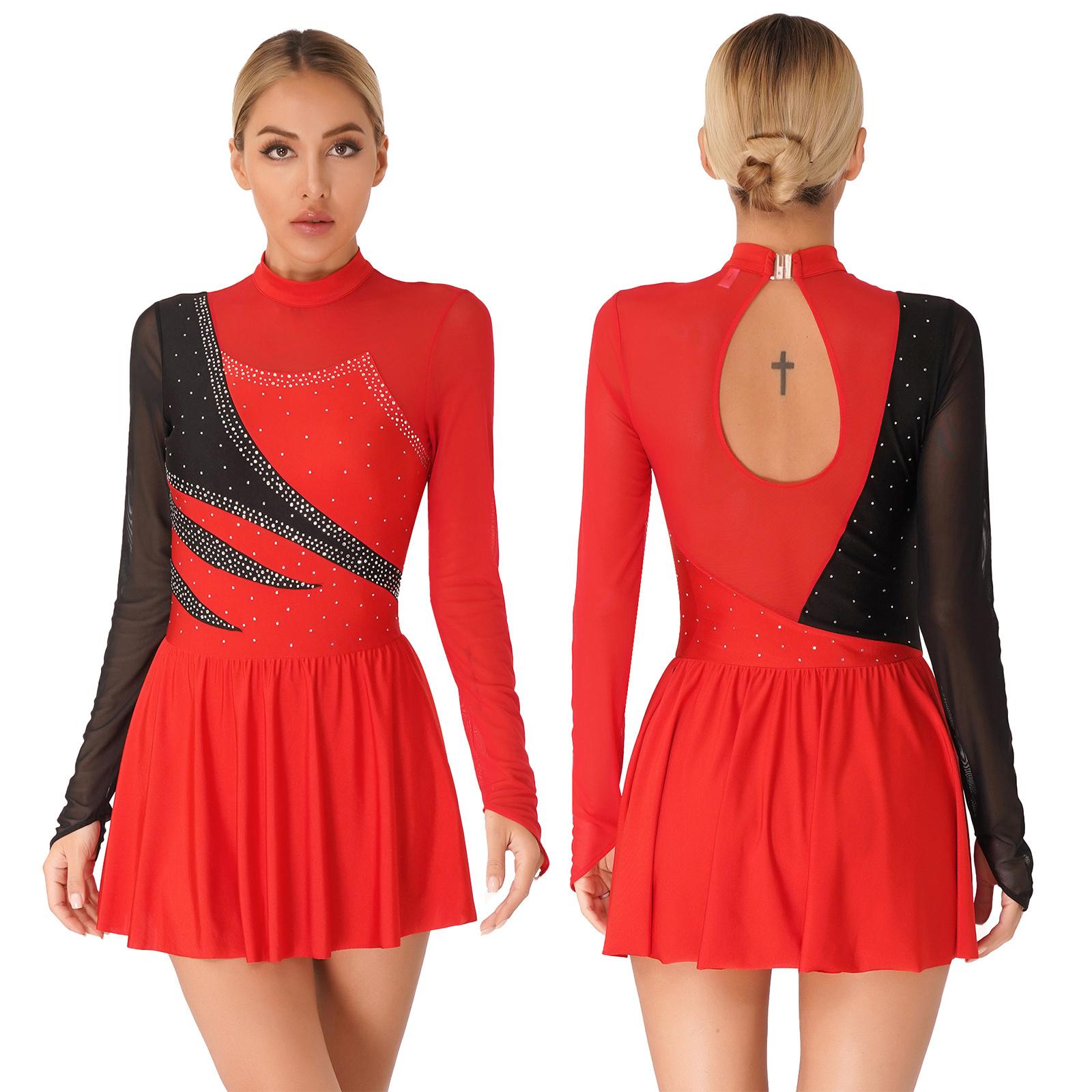 Damen Langarm Tanzkleider Eiskunstlauf Tanzaufführungskostüm Glitzernde Strasssteine Colorblock Tanzbekleidung M Damen Langarm Tanzkleider Eiskunstlauf Tanzaufführungskostüm Glitzernde Strasssteine Colorblock Tanzbekleidung M von Joom DACH